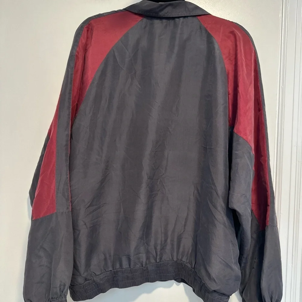 VTG 90s Personal Choice Silk windbreaker jacket grey maroon colorblock jacket